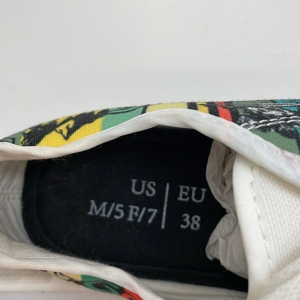 GONE SKIING Shoes Converse Style Sneakers Yellow White Green Size 7 Women 5 Mens